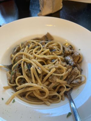 Vegan pasta with mushrooms  at ONO by Marouli in Rhodes