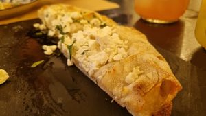 Garlic bread with feta at ONO by Marouli in Rhodes
