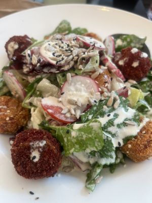 Beetroot, edememe and ginger croquette salad   at ONO by Marouli in Rhodes