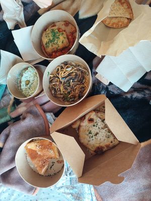We ordered for takeaway mushroom linguine, mousaka, tzatziki, Flatbread and Feta phylo, everything delicious as always at ONO by Marouli in Rhodes