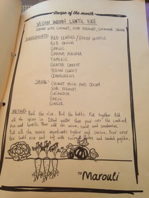 Recipe of the month on the last page of the menu =] at ONO by Marouli in Rhodes