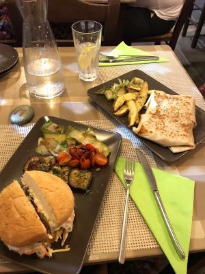 Vegan burger and burrito at ONO by Marouli in Rhodes
