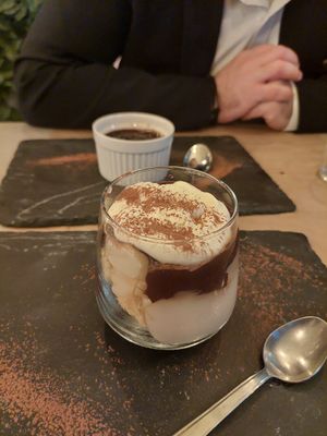 Profiterole and chocolate souffle at ONO by Marouli in Rhodes