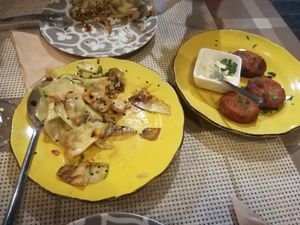 zucchini carpaccio  and falafel at ONO by Marouli in Rhodes