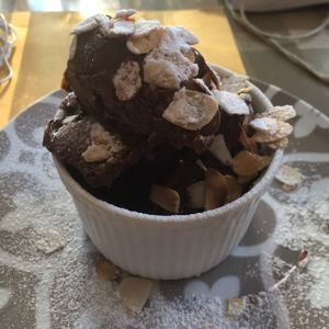 Vegan chocolate ice cream  at ONO by Marouli in Rhodes