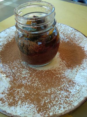 Dark Choco Mousse with caramelized fruits at ONO by Marouli in Rhodes