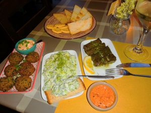 Falafel, vegan tzatziki and dolmades at ONO by Marouli in Rhodes