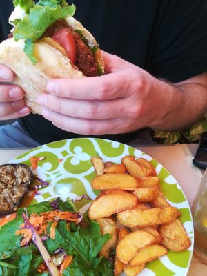 Bean burger at ONO by Marouli in Rhodes