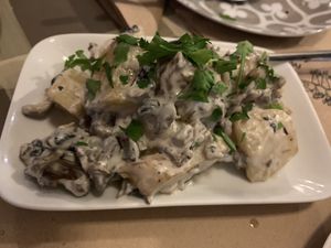 Creamy mushroom potato's at ONO by Marouli in Rhodes