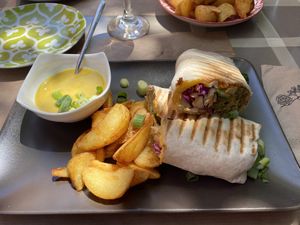 Wrap with falafel, crunchy veggies and guacamole  at ONO by Marouli in Rhodes