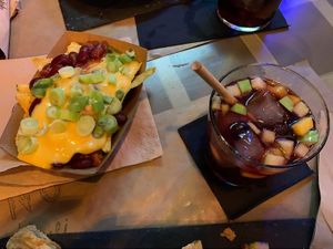 Nachos with vegan cheese and Sangria at ONO by Marouli in Rhodes