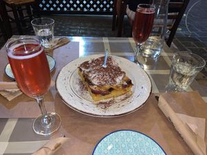 Cake and prosseco at ONO by Marouli in Rhodes