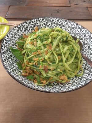 Basil and walnut pesto pasta  at ONO by Marouli in Rhodes
