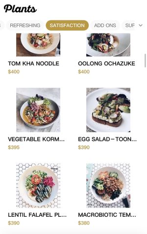 Menu  at Plants in Taipei