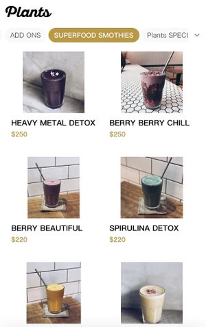 Menu  at Plants in Taipei