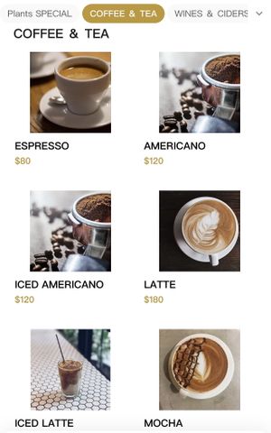 Menu  at Plants in Taipei