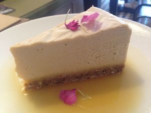 Key lime cheesecake... the "key lime" flavor part was pretty much in the liquid you see on the bottom. The actual cheesecake itself was pretty bland. I had their carrot cake as well, which was also just meh. Would skip out forking over my money to them for the dessert, at least for now -- hopefully their desserts might get better! at Plants in Taipei