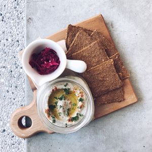 Sprouted Mung Bean Hummus & Raw Seeded Crackers at Plants in Taipei