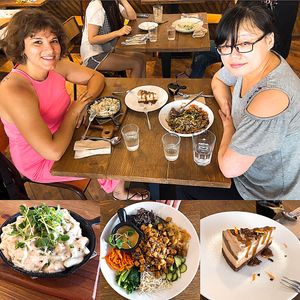 Pasta Alfredo, Korean bibimbap, and a tasty dessert at Plants in Taipei