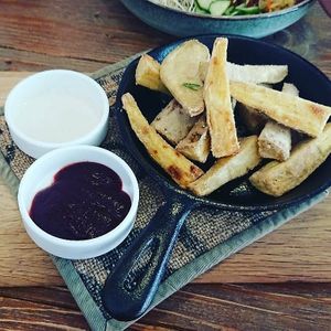 Rosemary fries with two dipping sauces at Plants in Taipei