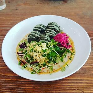 The falafel was so delicious and came with just the right amount of hummus.... A ton! at Plants in Taipei