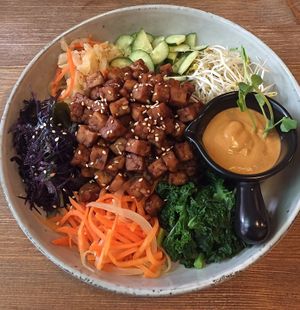 Bibimbap with tempeh and spicy sauce   at Plants in Taipei