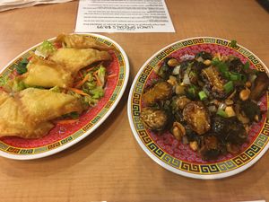 Sadly, the vegan “cheese” Rangoon is no longer an option, but it was amazing!  at Bok Choy in San Antonio