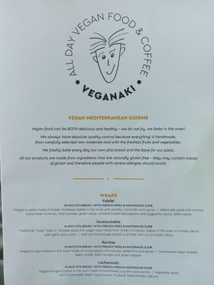 Menu at Veganaki in Athens