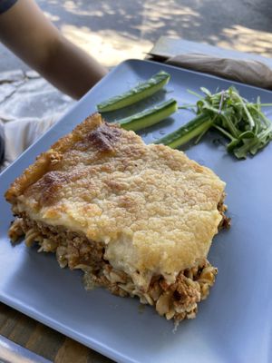 Greek pasta ‘Pastatsio‘ at Veganaki in Athens