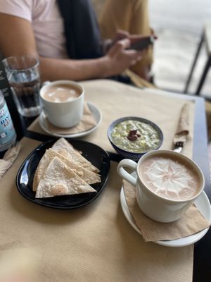 Hot chocolate and tzatziki at Veganaki in Athens