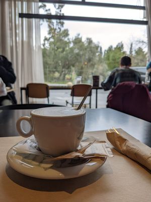 Capuccino with 4 different choices of plant milk at Veganaki in Athens