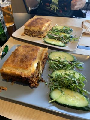 moussaka and pastitio (in the back)  at Veganaki in Athens
