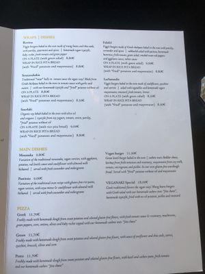 menu  at Veganaki in Athens