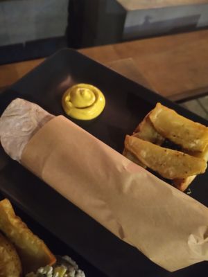 soutzoukakia (meatball) wrap at Veganaki in Athens