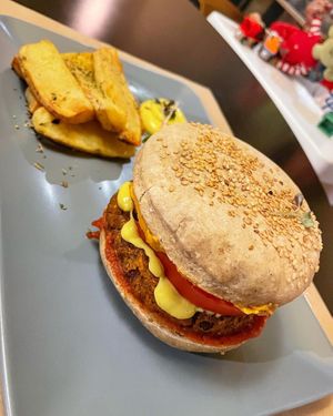 Vegan burger   at Veganaki in Athens