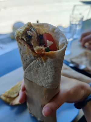 I don't remember the name of the wrap but it was also very good at Veganaki in Athens
