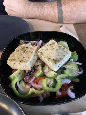 Greek salad with vegan feta   at Veganaki in Athens