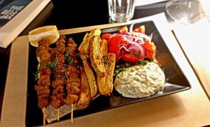 Souvlaki platter  ❤ at Veganaki in Athens