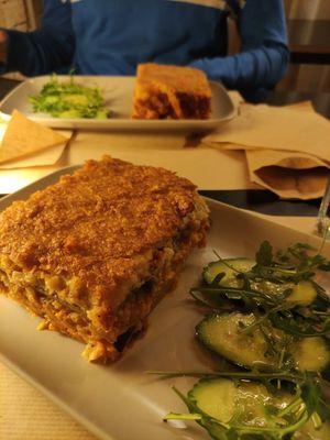 Moussaka & pastitio at Veganaki in Athens