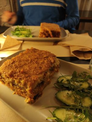 Moussaka & pastitio at Veganaki in Athens