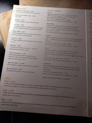 Menu at Veganaki in Athens