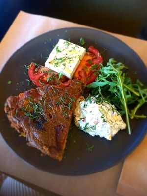 Baked omelette at Veganaki in Athens