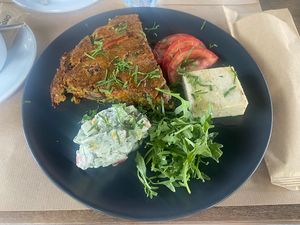 Vegan oven omelette (with home made feta)  at Veganaki in Athens