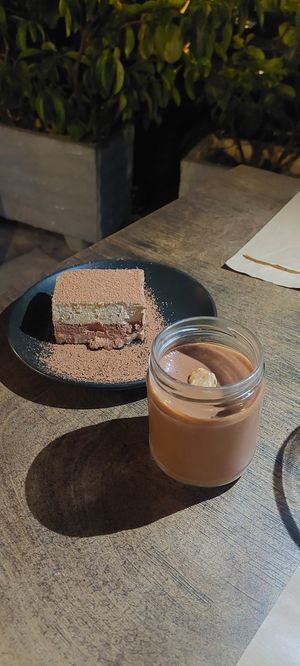 Tiramisu and a Choco-Nut-Moussr at Veganaki in Athens