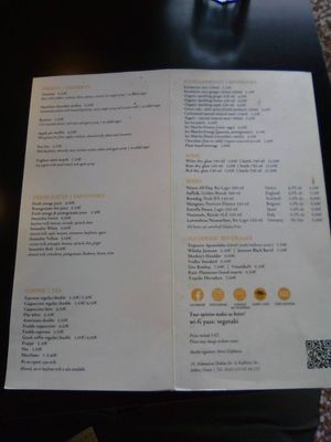 Menu 1/3 at Veganaki in Athens