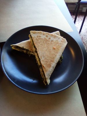 Spinach pita pocket at Veganaki in Athens