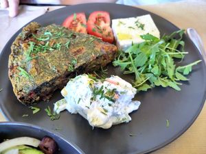 Vegan omelette at Veganaki in Athens