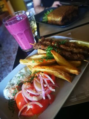 Vegan souflaki at Veganaki in Athens