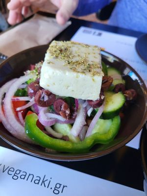 Feta (cashew) side salad at Veganaki in Athens