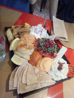 appetizer platter at Veganaki in Athens